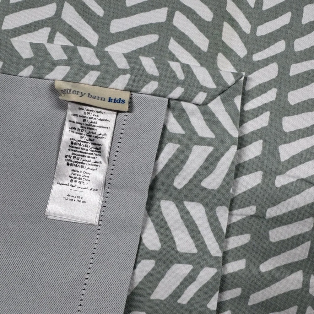 Pottery Barn Kids Blackout Curtain Panel Sage Broken Arrow Herringbone 44x63
